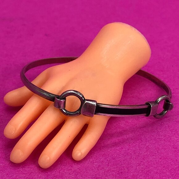 Vintage cuff bracelet black enamel clasp 925 - 00G01K - Picture 3 of 4